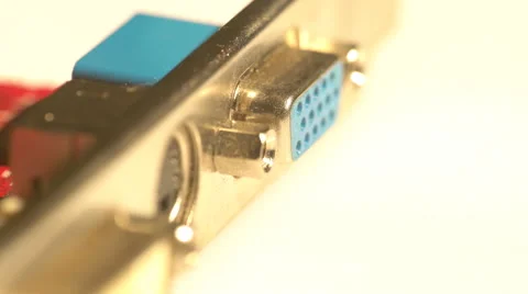 Close view of a VGA port in a graphics card Stock Footage 62084352