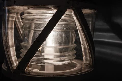 Close-up view of a vintage lighthouse lantern 스톡 사진