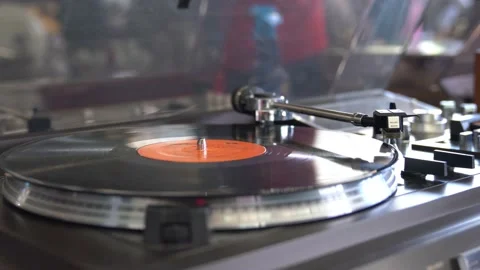 Close up view of vinyl playing. Stock Footage 163262761