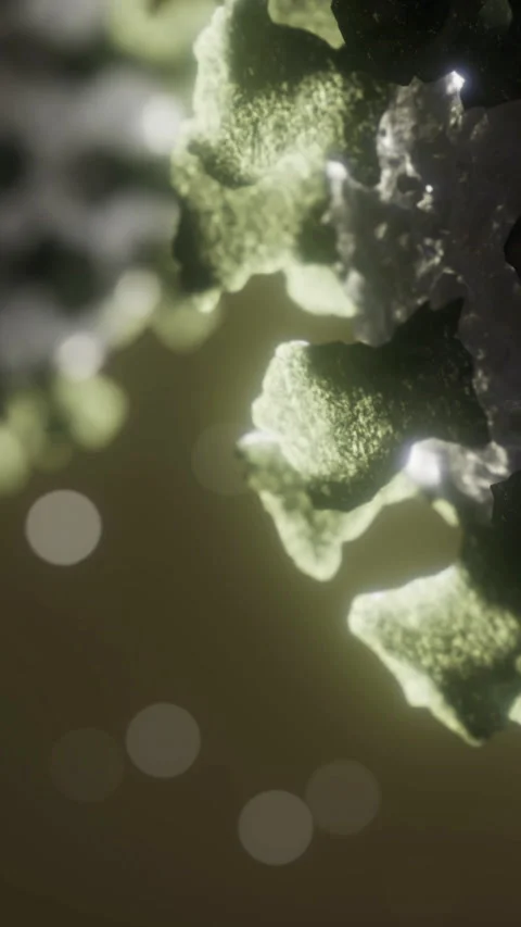 Close view of a virus structure showing details and textures in dark background Stock Footage 336028996