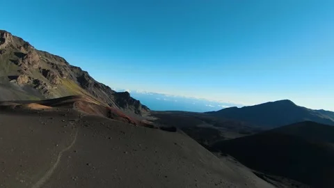 Close up view of volcano crater and Haleakala caldera during sunrise in Hawaii  Video stock 196907640