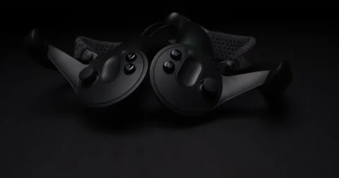 Close up view of vr helmet controllers Stock Footage 169873419