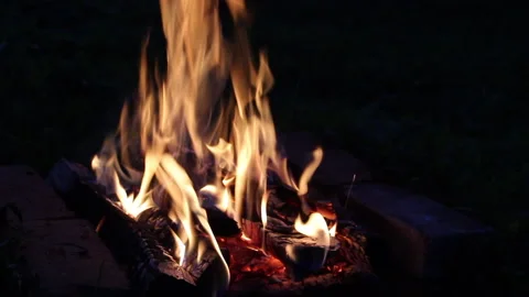 Close up view of warm fire burning  and hot coals Stock Footage 143476280