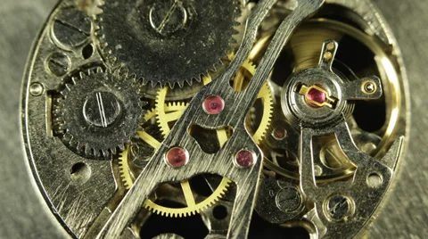 Close View Watch Mechanism Time Running Office Business Busy Day Macro View Rush Stock Footage 35871252