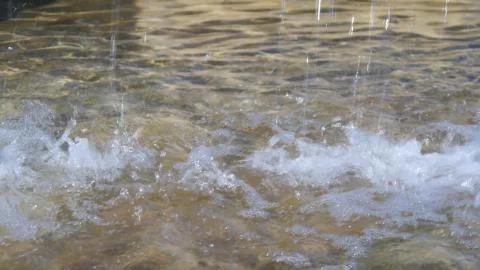 Close up view of water falling down in day light. Stock Photos