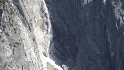 Close up view of water falling of granite rock in Yosemite Valley Stock Footage 241194059