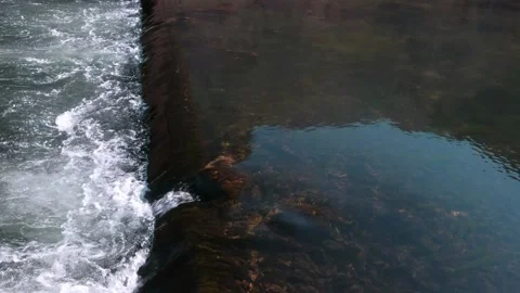 Close up view from water stream cascade. Clean, clear see trough water Stock Footage 171542624