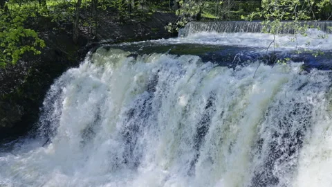 Close view of a waterfall filmed in slow motion. Version 3 Stock Footage 274638422