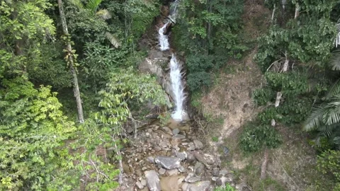 Close view on waterfall in Forest Reserve in Negeri Sembilan Stock Footage 149716750