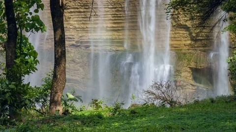 Close view of the waterfall in the mountain and the wild areas, Philippines Видео 72214757