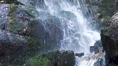 Close Up View of Waterfall on Rocky Mountain. Stock Footage 101176535