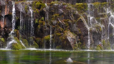 Close up view of waterfall Slow Motion 100fps Loop Stock Footage 98981820