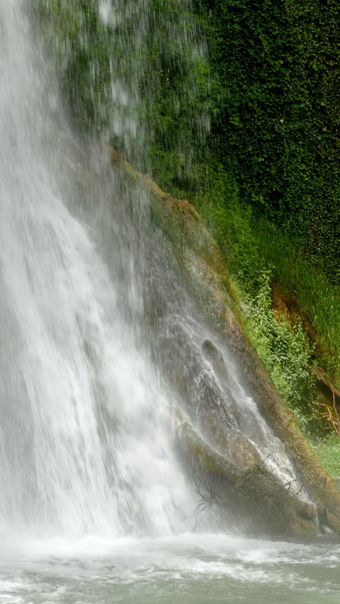 Close Up view waterfall in vertical format. 4k resolution. Video stock 294530916