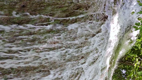 Close Up view waterfall in vertical format. 4k resolution. 스톡 동영상 303441614