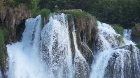 Close-up View of Waterfalls Cascade at National Park, Croatia. 4K Video stock 80555491