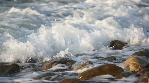 Close up view on the waves on coastline Stock Footage 67675938