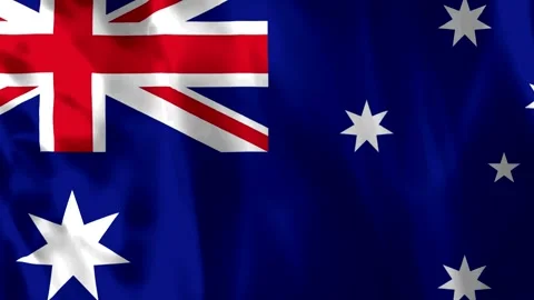 A close up view of the waving national flag of Australia with soft folds an.. Vídeos de archivo 343581584