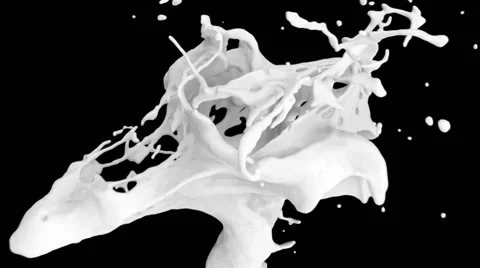 Close-up view of white color splashing in slow motion, on black (FULL HD) Stock Footage 45110415