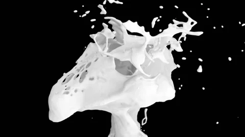 Close-up view of white color splashing in slow motion, alpha included (FULL HD) Stockbeeldmateriaal 45194672