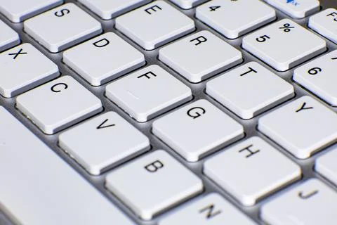 Close-up view of white computer keyboard keys Stock Photos
