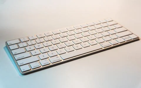 Close up view of a white keyboard Stock Photos