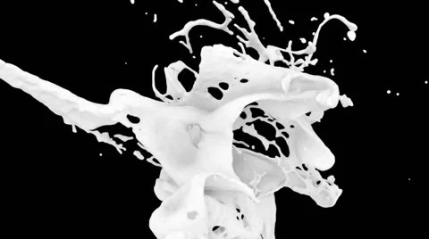 Close-up view of white paint splash in super slow motion, with alpha (FULL HD) Stockbeeldmateriaal 53782852