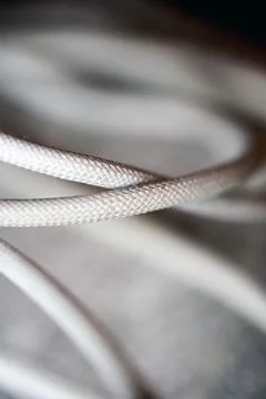 Close view of white rope on surface Stock Photos