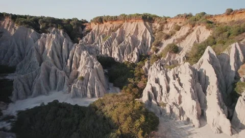 Close view of white sandstone formations on Gerakas beach. Stock Footage 240620165