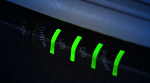 Close-up VIew of Wi-Fi Router Blinking Lights. Full HD Stock Footage 46180859