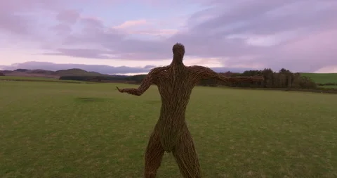 Close up view of a wickerman sculpture at sunset, Scotland 2 動画素材 293840224