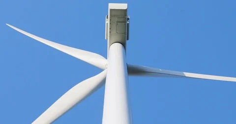 Close-up view of windmill blades rotating propeller details of wind turbine in Stock Footage 91466575
