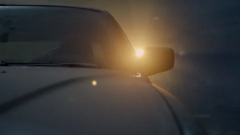 Close up view of the windshield of an old and dusty car in a garage. A car has Stock Footage 274907712