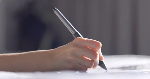 Close up view of woman hand using digital tablet drawing with stylus pen Stock Footage 149700622
