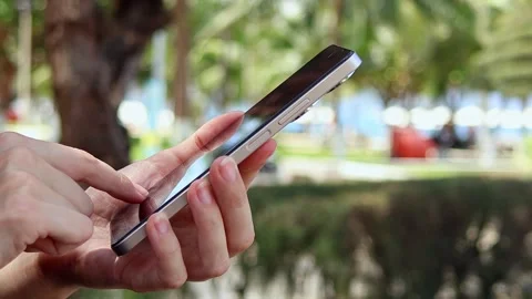 Close up view of woman using smartphone Stock Footage 310632519