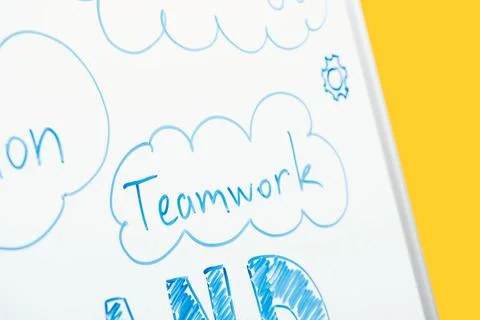 Close view word teamwork written Stock Photos