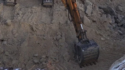 Close-up View of Working Excavator on Construction Site Stock Footage 72165024