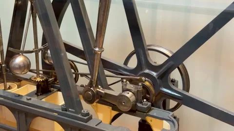 Close Up View of a Working Victorian Steam Engine Model Stock Footage 336704900
