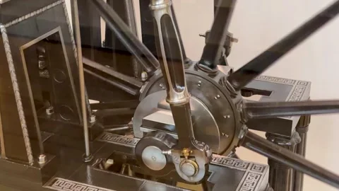 Close Up View of a Working Victorian Steam Engine Model Stock Footage 336944345