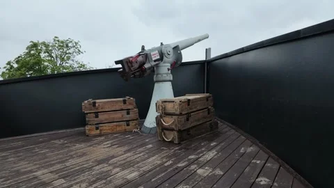 Close View of World War I Naval Gun Shell and Ammunition Video stock 346300473