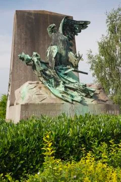 Close view of the wounded eagle monument. Stock Photos