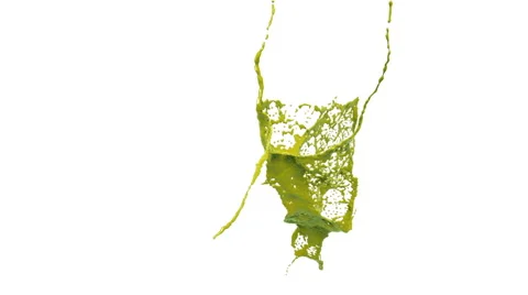 Close-up view of yellow splashes in slow motion. Colored paint Stock Footage
