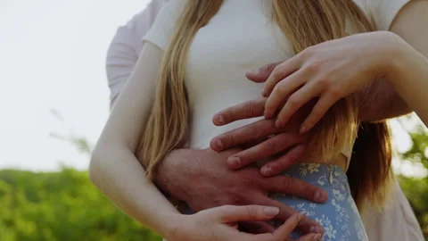 Close-up view of a young couples hands caressing. Lovely, romantic couple Stock Footage 254464929