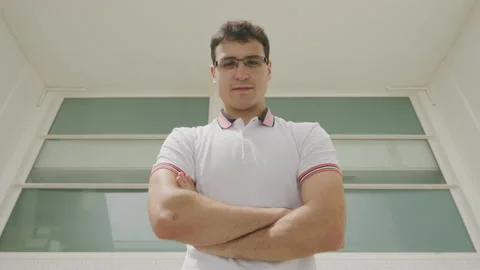 Close-up view of young student wearing eyeglasses Stock Footage 235392969