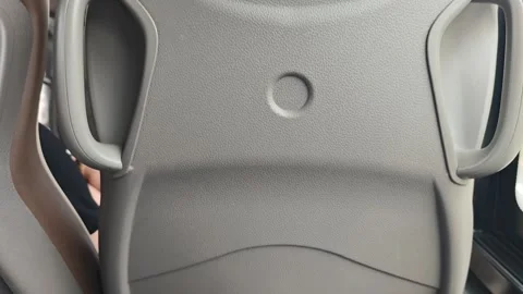 Close-up views of modern bus seat backs showing gradual design details, Stock Footage 335213241