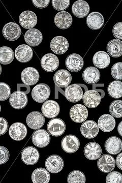 Close Up of Vintage Ancient Chinese Coins Cash Stock Photos
