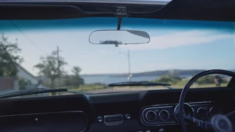 Close up on vintage car dashboard going down a road in Sydney Australia Vídeo Stock 288316468