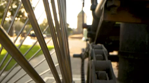 Close up vintage car in sunset, pull out shot Vídeos de archivo 159888650