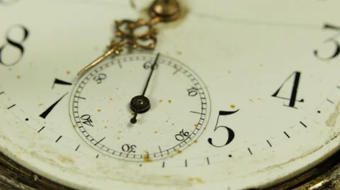 Close Up Vintage Clock Face Ticking Off 30 Seconds Arabic Numbers Dial Mark Dots Stock Footage 35870632