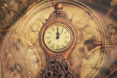 Close up on vintage clock.Time Concept Stock Photos