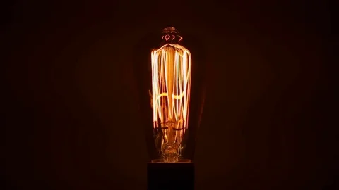 Close-up on a vintage Edison light bulb Stock Footage 85340572